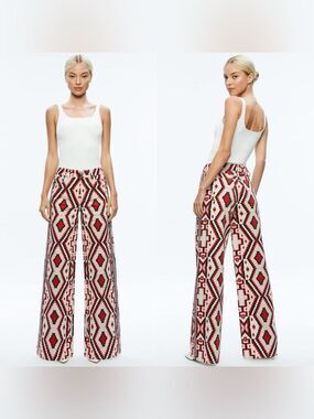 Alice + Olivia TRISH MID RISE BAGGY JEAN in “Dream Home Bright Ruby”